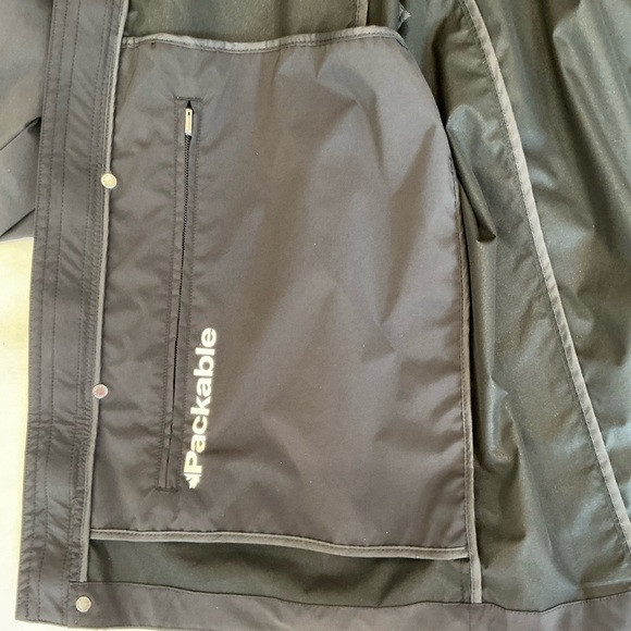 Pajar Canada Rain Coat with Hood Thumbhole Packable Water Resistant in Black - Picture 13 of 14